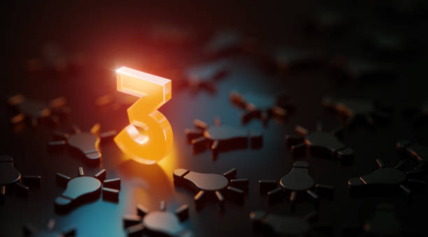 istock Orange Number Three Glowing Amid Black Lightbulb Symbols On Black Background 1479348020