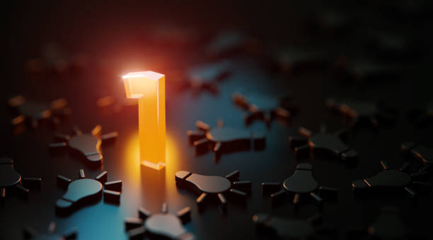 istock Orange Number One Glowing Amid Black Lightbulb Symbols On Black Background 1479348175