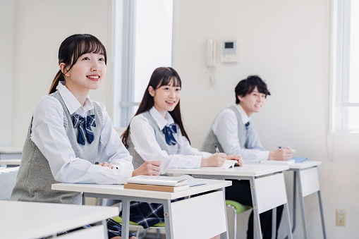 In A Class High School Students Enjoying Class In A Classroom Stock Photo ...