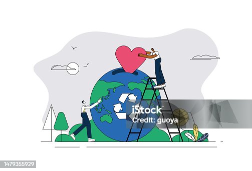 istock Love heart, globe, ladder, two people, recycle 1479355929