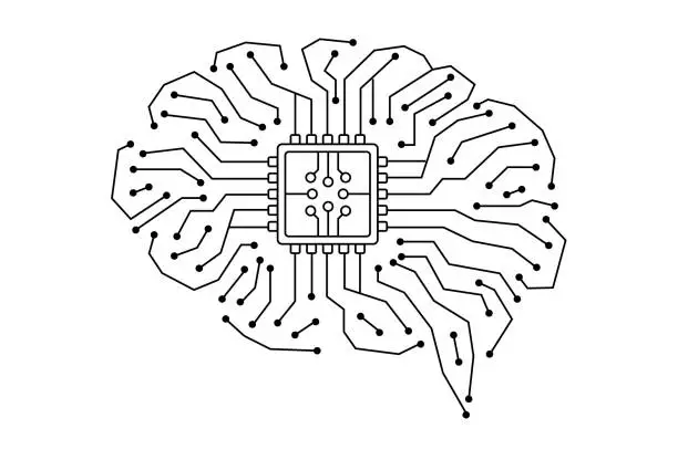 Vector illustration of Brains and chips.
