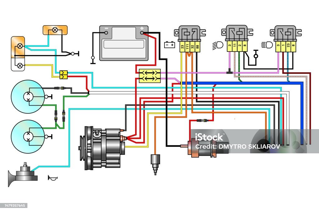 Basic Electrical Assembly Electric Scheme Assembly Diagram Vector Image Stock Illustration ...
