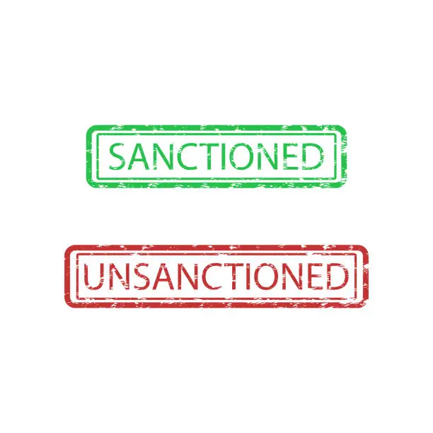 Vector illustration of Rubber stamp sanctioned and unsactioned isolated on white