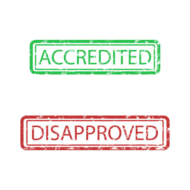 Acrcredited and disapproved rubber stamp for business office Acrcredited and disapproved rubber stamp for business office. Vector illustration. Red green ink, opposite meaning, rubber sign, grunge retro ink stamp, certification stamped, autorization marker straight talk stock illustrations