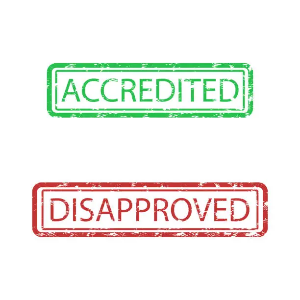 Vector illustration of Acrcredited and disapproved rubber stamp for business office
