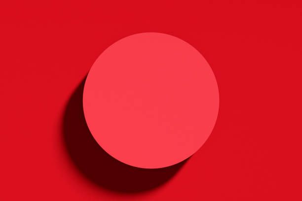 istock Modern empty red round circle podium, platform or pedestal on red background. 1479360763