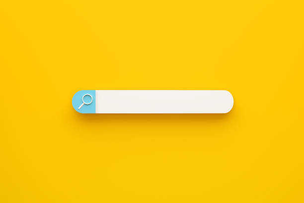 istock Blank search bar with magnifying glass on yellow background. Search bar for website, user interface and mobile applications. 1479361585