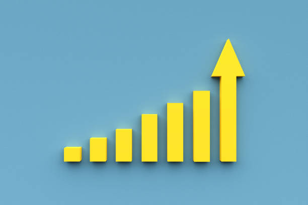 istock Ascending bar chart with upward trend. Increasing graph. Business improvement and financial development. 1479362171