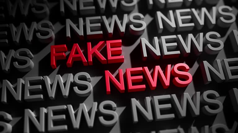 Fake News motion background. Lie on press and tv concept. 3d rendering.