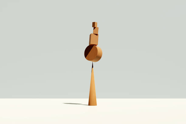 istock Wooden building blocks balancing on a pike shaped cone. 1479363074