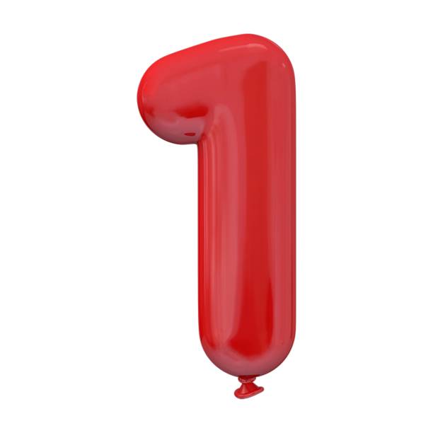 istock Vibrant red number one shaped 3D balloon against a white background 1479364763
