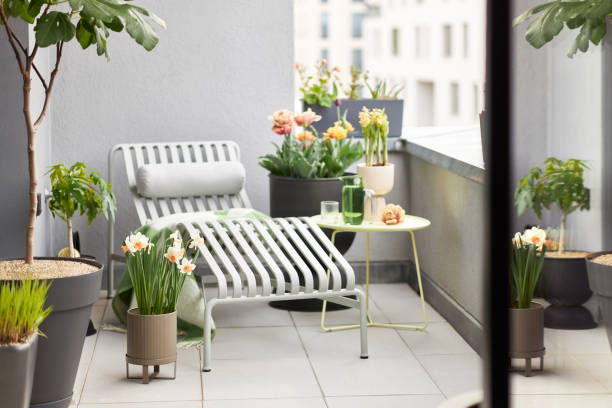 Plants and flowers on a balcony in Leipzig