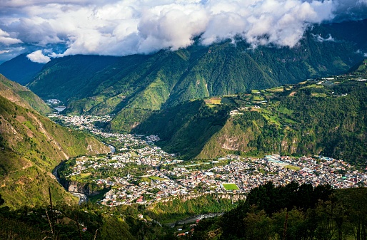 Landscape of baños in Ecuador, mountain side view