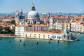 View of Giudecca Canal in Venice and Punta della Dogana, Italy