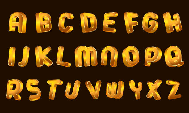 istock Set of gold isolated alphabet letters. Bright metallic 3D, realistic vector illustration 1479376828