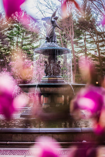 Central Park's Bethesda Fountain in Spring stock photo