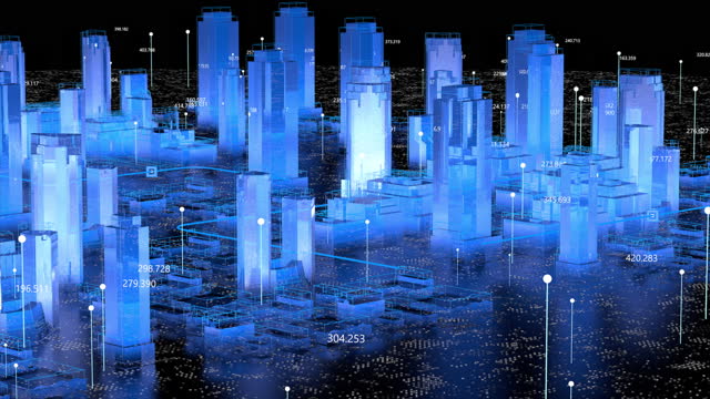 Technological digital background city