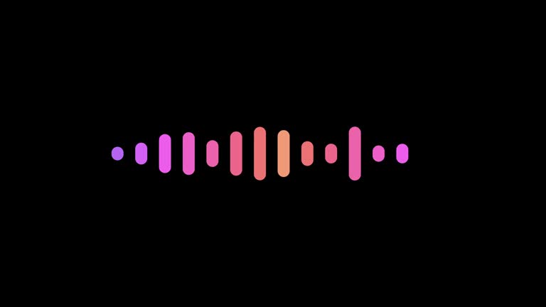 4k abstract music sound wave or audio wavefrom isolated on black background.Line digital minimalist voice and soundtrack wave equalizer.Shape line volume or speech symbol animated background.