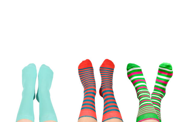 istock Woman in blue socks isolated on white background. Top view. 1479381162