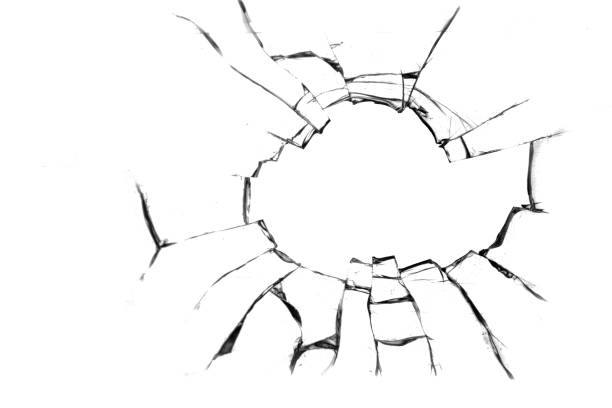istock Concept of broken glass with hole for design on white background. 1479383119