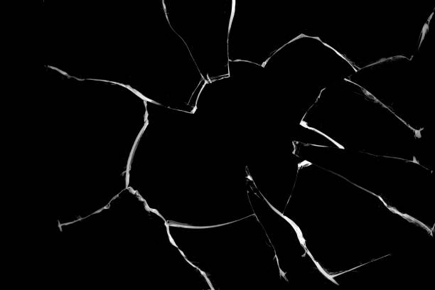 istock Concept of broken glass with hole for design on black background. 1479383508