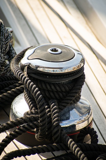 A mooring rope with a metallic cover securely attached to it