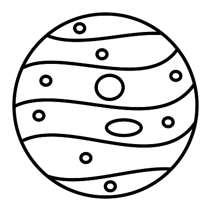 An outline illustration of a Mercury icon