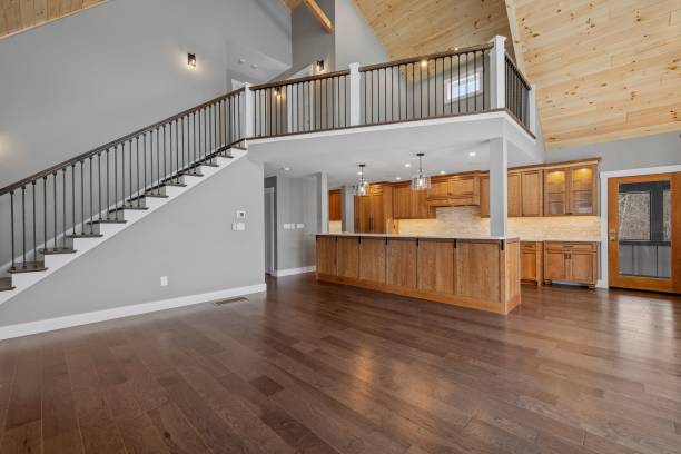 istock Spacious interior featuring a grand staircase with balustrades 1479400120