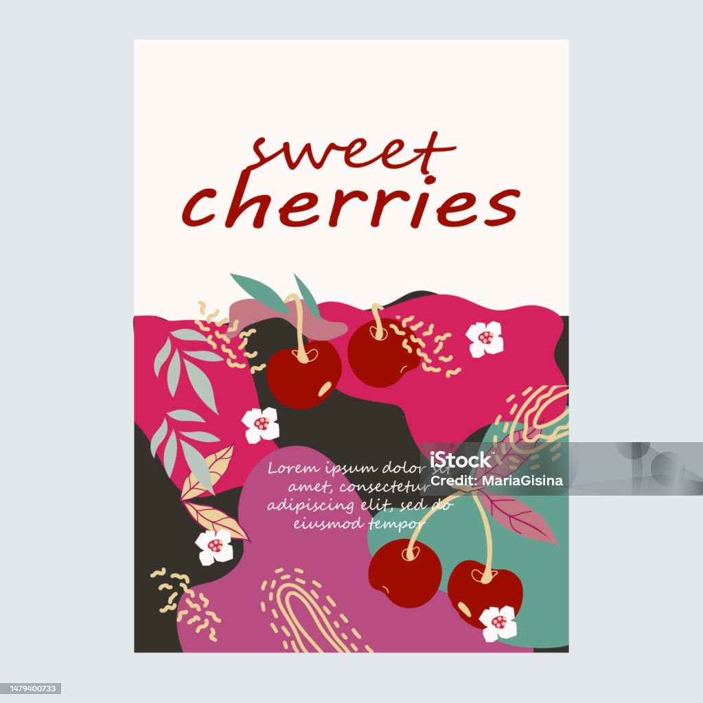 Cherry Labeled Cherry Label Or Badge Backdrop Template Vector Illustration Stock ...