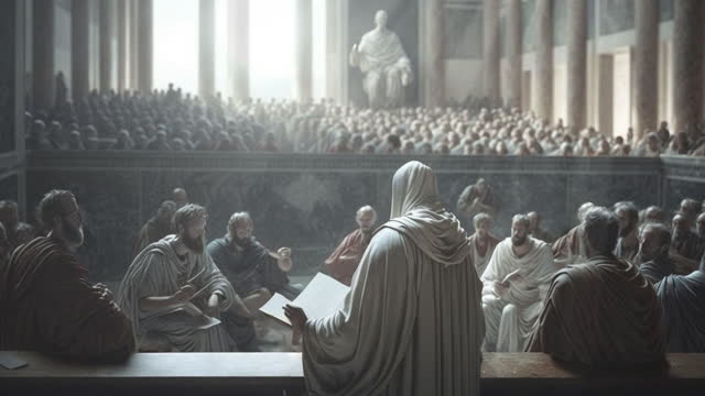 A Philosopher Gives a Lesson Inside the Roman Senate