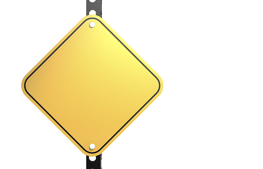 An illustration of a Blank yellow road sign isolated in white background with copy space