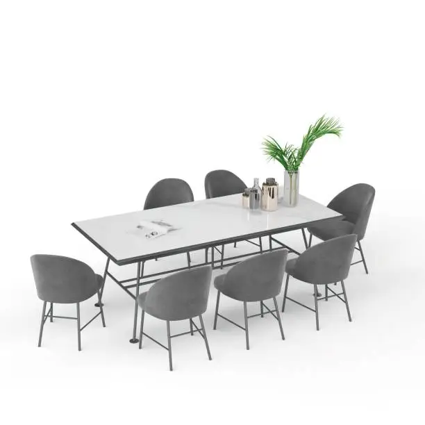 A modern table with chairs, 3d rendering