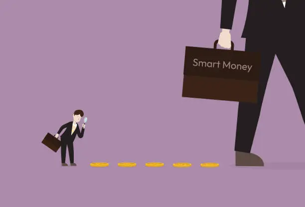 Vector illustration of Investor follows smart money