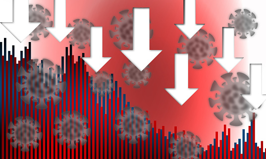 An illustration of economic recession graph due to the effects of the Covid-19 virus