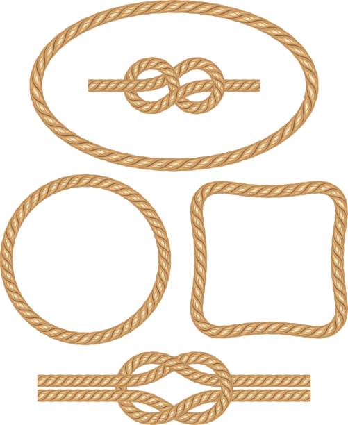 Rope borders and knots vector art illustration