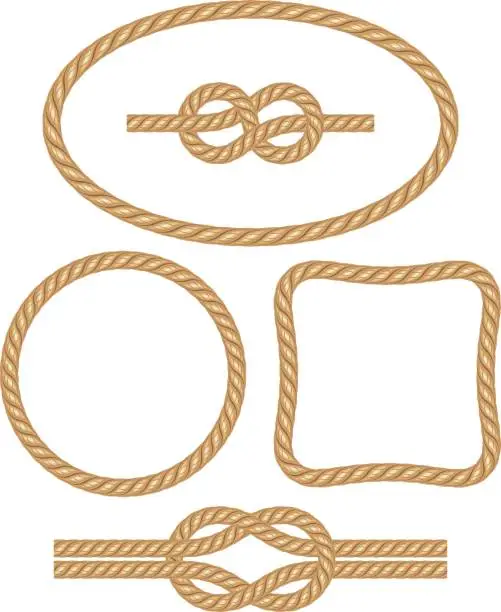 Vector illustration of Rope borders and knots