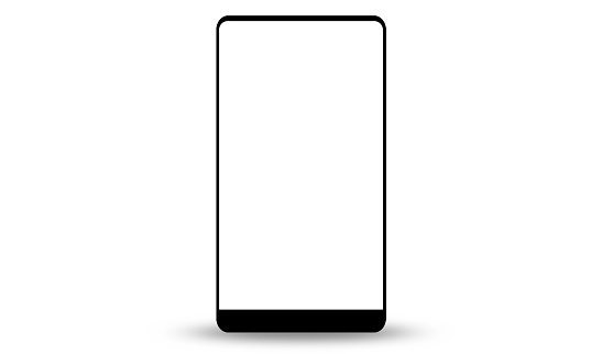 A 3d rendering of a Modern mobile phone designed to have a thin edge isolated on a white background