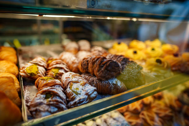 istock Fresh pastries on display in the store. 1479418641