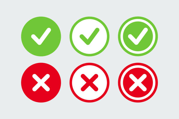 bildbanksillustrationer, clip art samt tecknat material och ikoner med cross and check mark icon set. vector illustration on isolated background. - bock