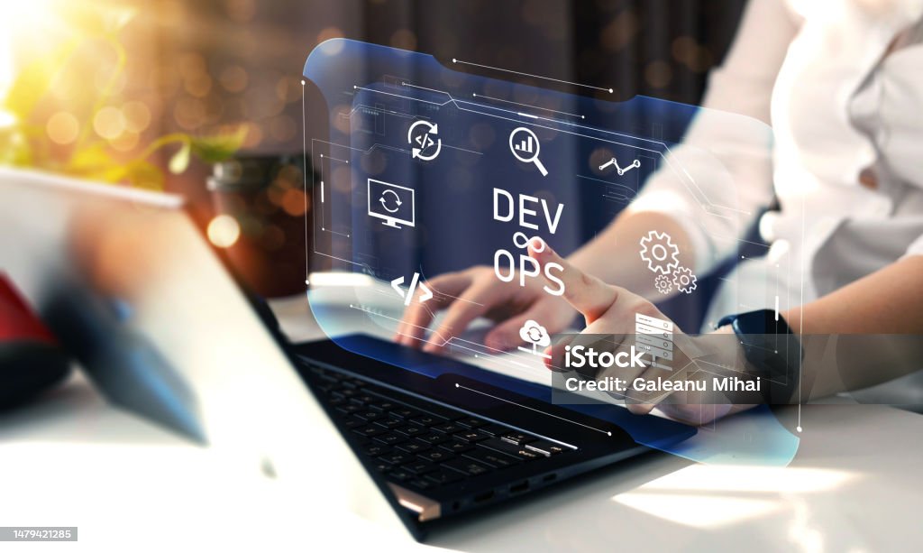 Virtual Software Engineer Engineer Working On Laptop With Virtual Screen It Operations High ...
