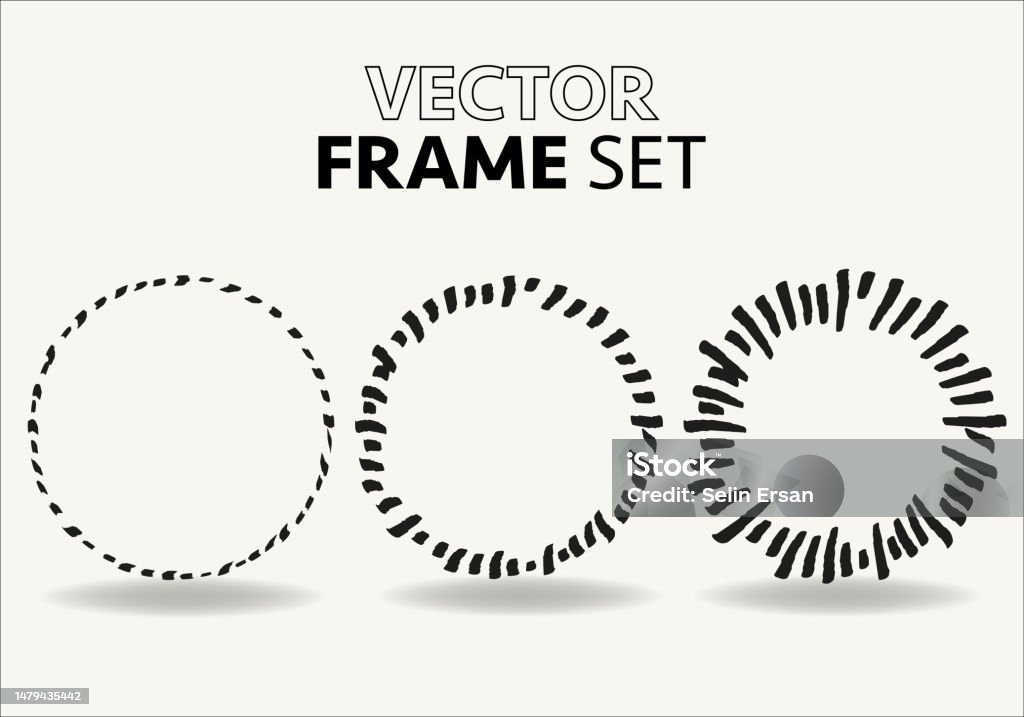 5 Rounds Line Hand Drawn Circles Sketch Frame Vector Set Rounds Scribble Line Circles ...