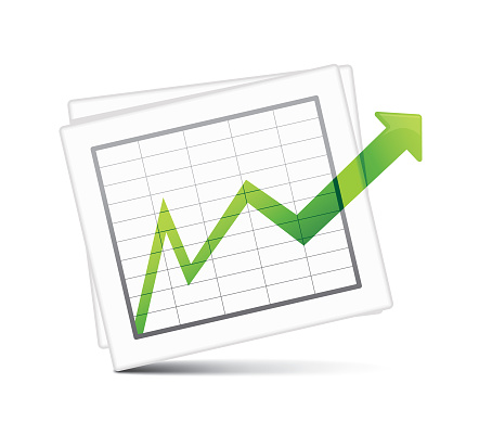 This is a vector illustration of an arrow chart icon