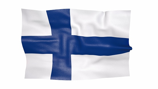 finnish flag isolated on a white background 3d rendering.