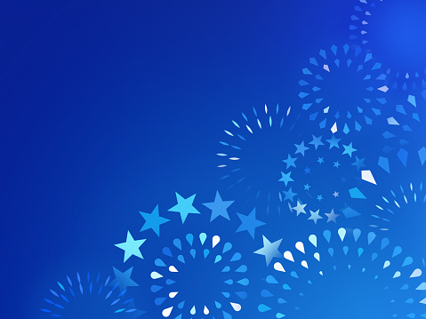 Fireworks explosion blue happy independence day sparkle glow modern celebration background design.
