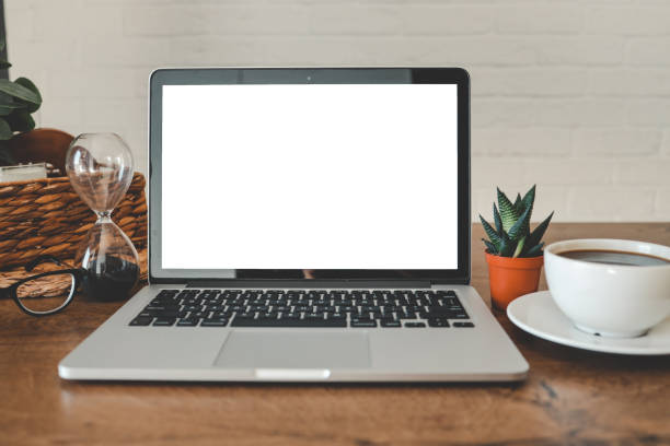 istock Laptop with isolated screen in home working environment 1479440502