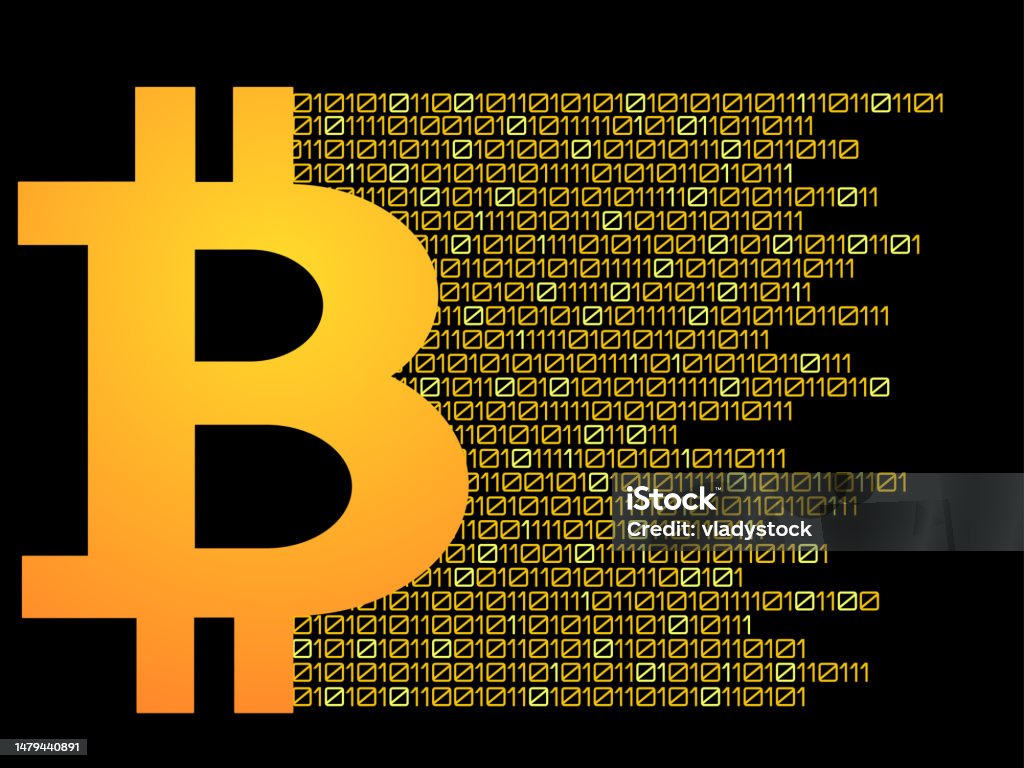 Bitcoin Consisting Of Binary Code Technology Logo Payment Symbol Stock ...