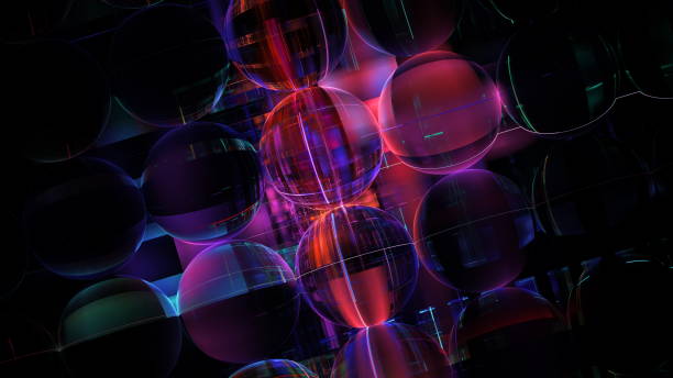 istock Luminous modern abstract background, fractal world. Digital space for use in design. Round shapes and lines. 3d render 1479441493