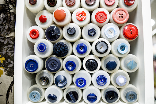 Abstract shot of assorted buttons. Landscape Orientation