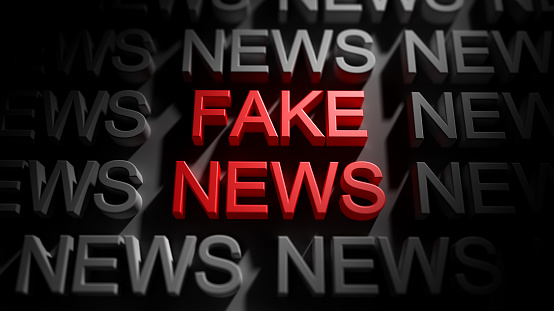 Fake News background. Lie on press and tv concept. 3d rendering.