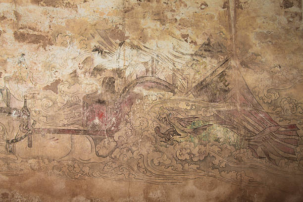 dinastia tang fresco - tribal art dirty art craft - fotografias e filmes do acervo